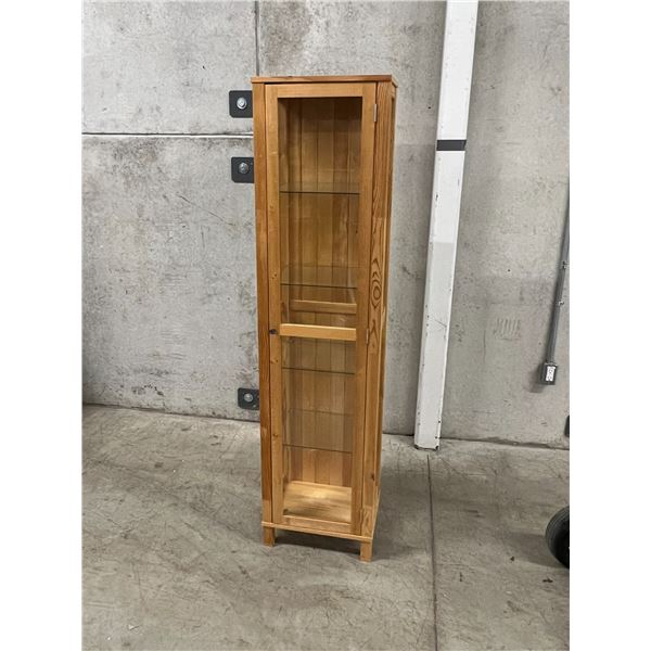 Wood & Glass Display Unit - Approx: 17.5"W 13.5"D & 70.25"T