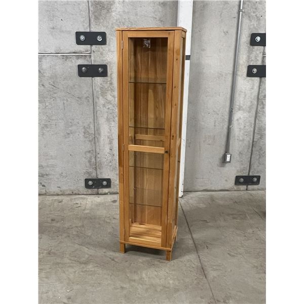 Wood & Glass Display Unit - Approx: 17.5"W 13.5"D & 70.25"T