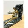 Image 3 : Vintage Art Deco Metal / Marble Bookends - Base: 8 x 3.5" and 6.75" tall