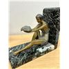 Image 4 : Vintage Art Deco Metal / Marble Bookends - Base: 8 x 3.5" and 6.75" tall