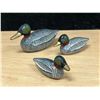 Image 1 : 3 Painted Brass Duck Figures - longest 6"