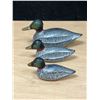 Image 3 : 3 Painted Brass Duck Figures - longest 6"