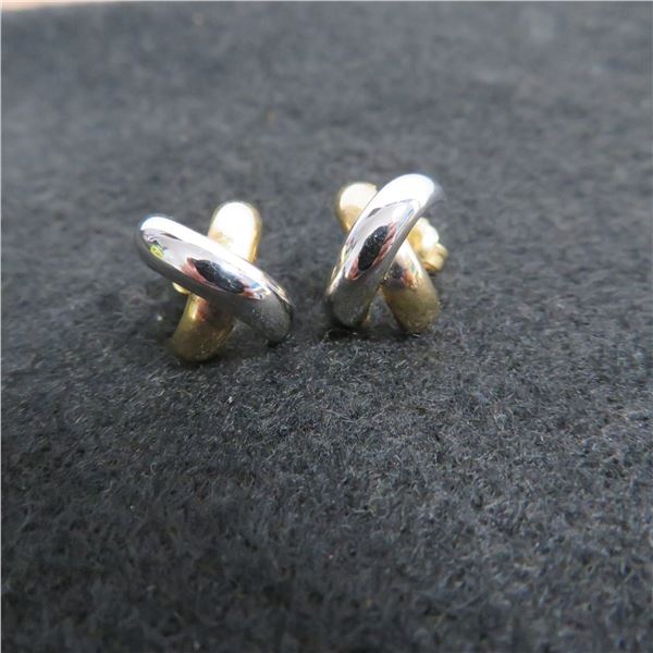 14K White & Yellow gold earrings.  Beautiful! Marked 14K on post