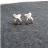 Image 5 : 14K White & Yellow gold earrings.  Beautiful! Marked 14K on post