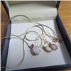 Image 1 : 10K Yellow gold chain/pendant & earrings set.  Marked 10K on chain & pendant