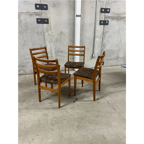 4 Teak Dining Chairs - see all photos for details