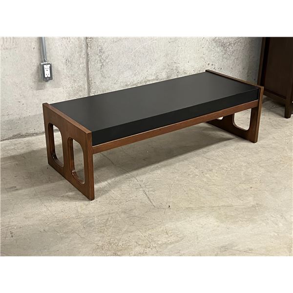 Vintage Kroehler Wood & Vinyl Coffee Table Approx: 49.5 x 20 & 15.25"T