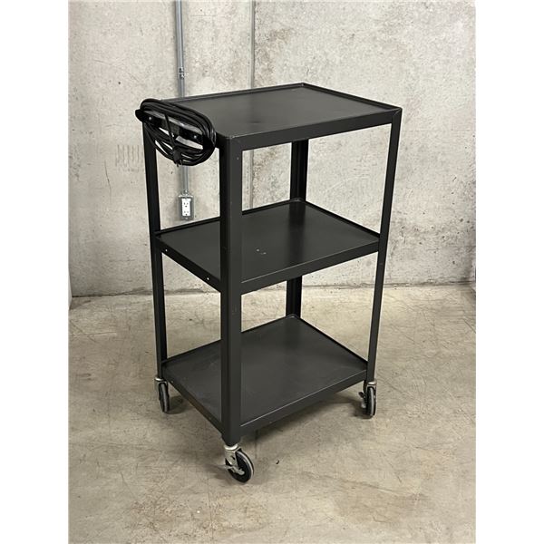 Metal Utility Cart on Casters with Power Supply - Approx: 24 x 18 & 42"T