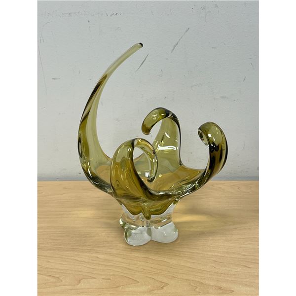 Signed Chalet Canada Spike and Curls Art Glass Centerpiece - Approx: 11.5"T 8.5"W