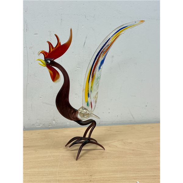 Large Art Glass Rooster - 11"T 9.5"W