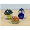 Image 1 : 3 Signed / Embossed Art Glass Paperweights - tallest 3.75" - see all photos