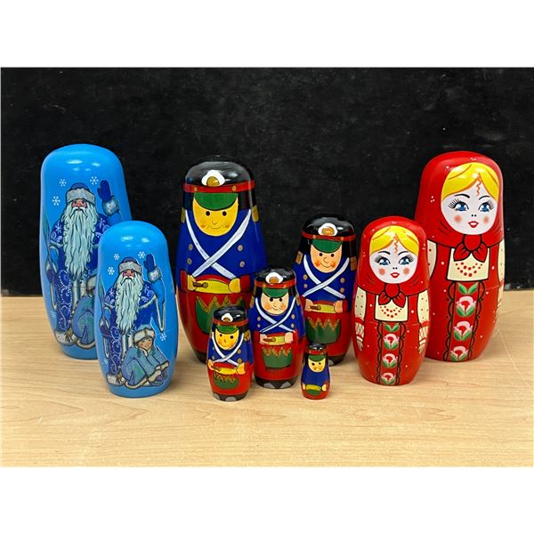 Lot of Painted Wooden Nesting Dolls / Ring or coin holders - tallest 5.5"