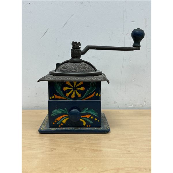 Cast Iron / Painted Wood Coffee Grinder - Base is about 6x6"