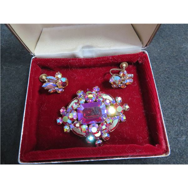 SHERMAN brooch & matching earrings set - see description and photos