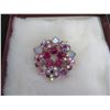 Image 1 : SHERMAN pink/magenta flower brooch.  Beautiful!