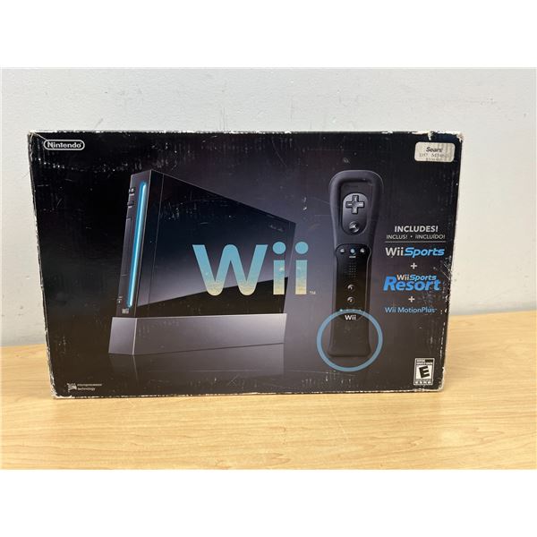 Black Nintendo Wii With Box - see all photos for contents - not tested