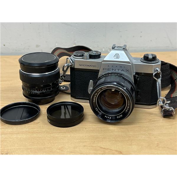 Vintage Asahi Pentax Spotmatic Film Camera & Accessories - see all photos, not tested