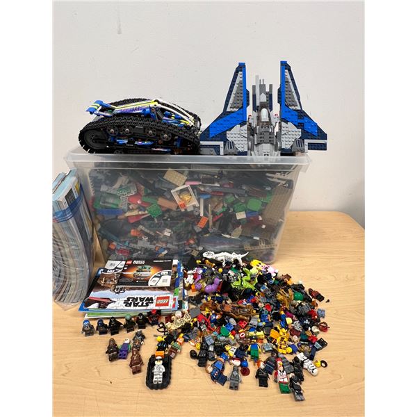 Large Bin of LEGO With LOTS of Minifigs and Booklets - see all photos