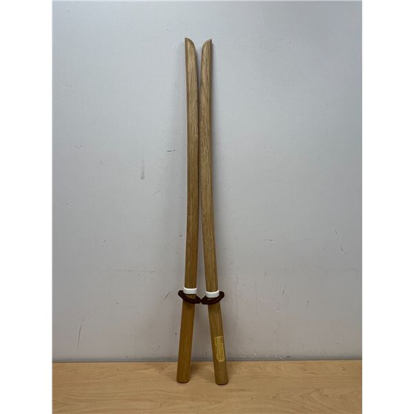 Pair 40" White Oak Bokken Wood Practice Swords