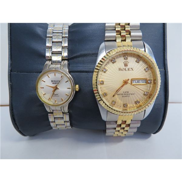 His & Hers faux ROLEX watches.  Both work and feel nice!