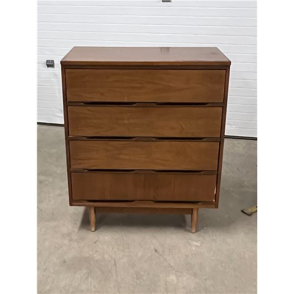 Mid Century Satin Walnut Tallboy Dresser - Approx: 34 x18 & 41" tall - see all photos