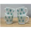 Image 1 : 4 Fire King Turquoise Kite Pattern D Handle Coffee Mugs (couple small chips/rough spots)