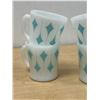 Image 3 : 4 Fire King Turquoise Kite Pattern D Handle Coffee Mugs (couple small chips/rough spots)