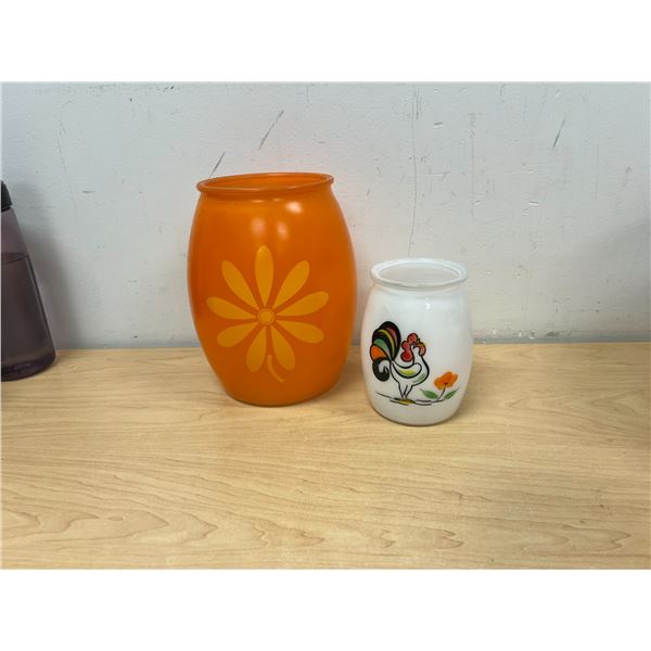 2 Bartlett Collins Cookie Jars / Canisters (No Lids) Largest 8.5"T