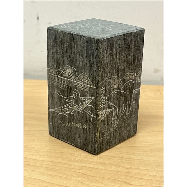 5 Separate Etchings on Square Soapstone - Approx: 4.75"T 2.75"W