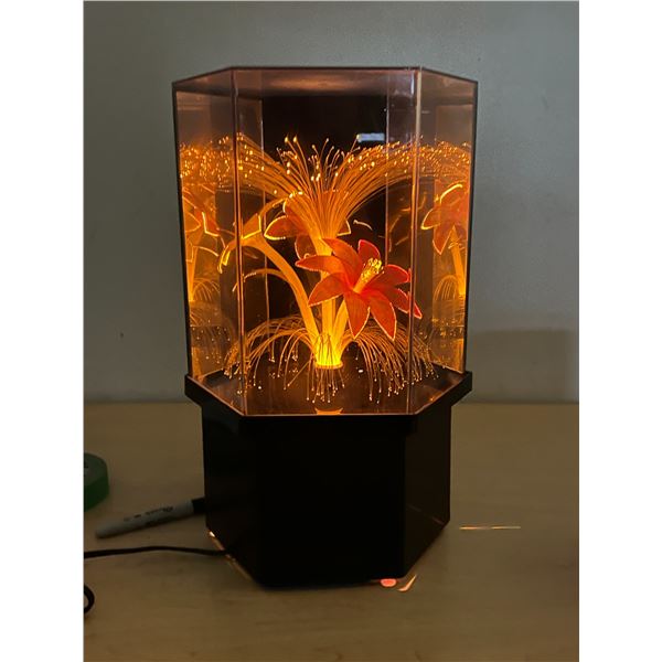 Fibre Optic Flower Flower Lamp - Works - Approx: 9"W 14.75"T