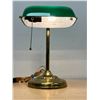 Image 2 : Brass with Green Glass Shade Bankers / Desk Lamp 10"W 14"T