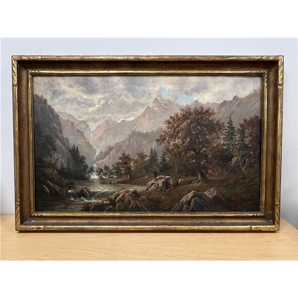 Original 1884 A.L. Weatherald Indigenous Scene - Larger Approx: 41.5 x 27.5"
