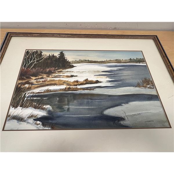 Kenneth F. Martin Watercolour "Spring Break-Up, Whiteshell" Frame Approx: 30.75 x 24"