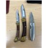 Image 2 : 3 Folding Knives with Holders - see all photos for details