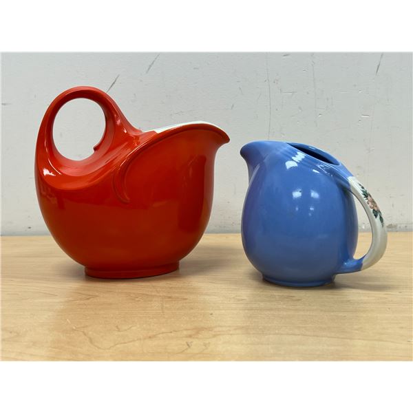 2 Vintage Hall's USA Ceramic Pitchers Tallest approx: 7.5"