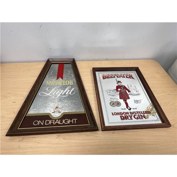 Michelob Light Beer & Beefeater Dry Gin Bar Mirrors - Larger approx: 20 x 14.5"