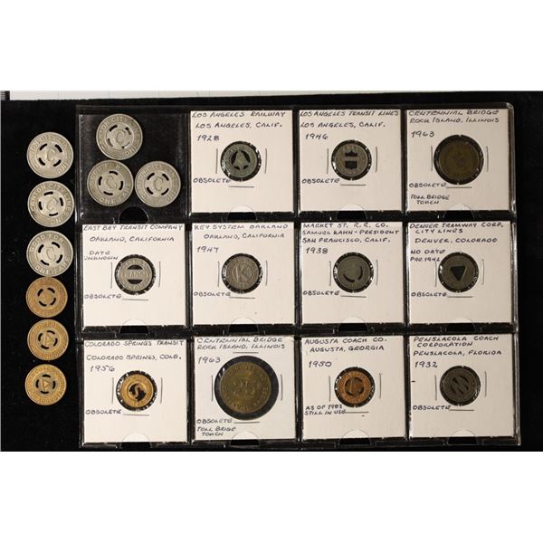 20 VINTANGE METAL TRANSPORTATION TOKENS: