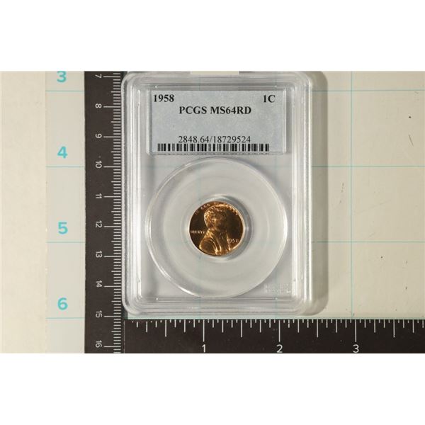 1958 LINCOLN WHEAT CENT PCGS MS64RD