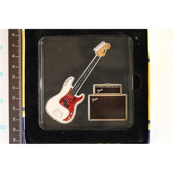 2 ONE OUNCE .999 SILVER SHAPED COINS: FENDER BASS
