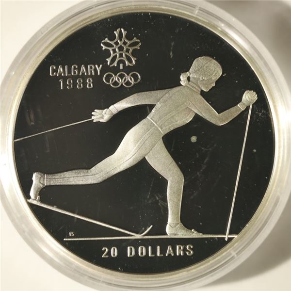 1986 CANADA $20 SILVER PROOF CALGARY 1988 OLYMPIC