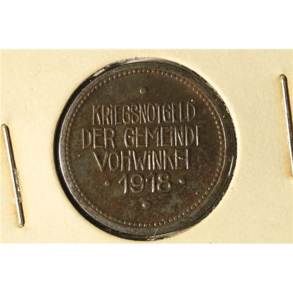 1918 GERMAN VOHWINKEL 10 PFENNING NOTGELD. AU