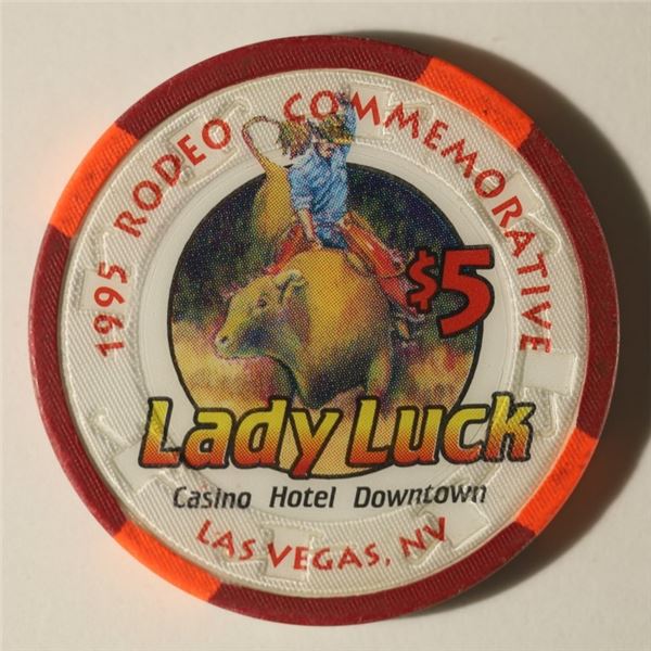 1995 LADY LUCK CASINO HOTEL $5 CASINO CHIP