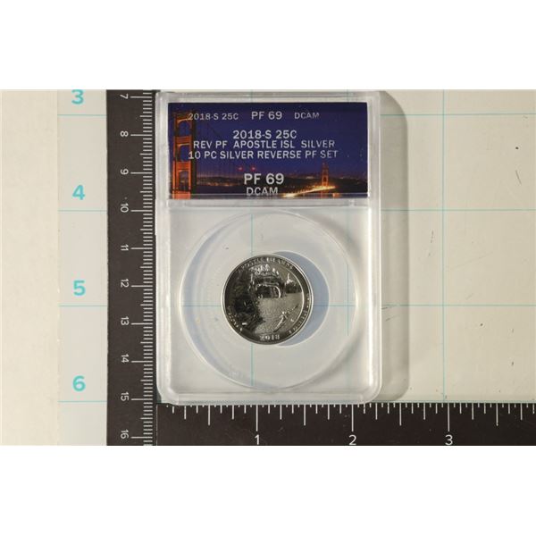 2018-S SILVER REV. PF APOSTLE ISL. QUARTER ANACS