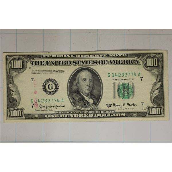 1950-E US $100 FRN. GREEN SEAL. CRISP AU/UNC