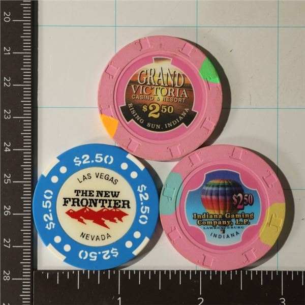 3-$2.50 PLASTIC CASINO CHIPS: THE NEW FRONTIER,