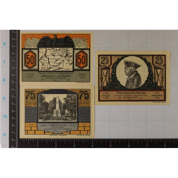 3-CU BRUNO HANDKE GERMAN PFENNIGS: 25, 50 AND