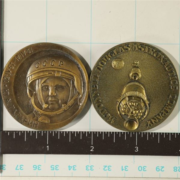 2 METAL LARGE SIZE  2.5 OZ. ORBITAL SPACE MEDALS