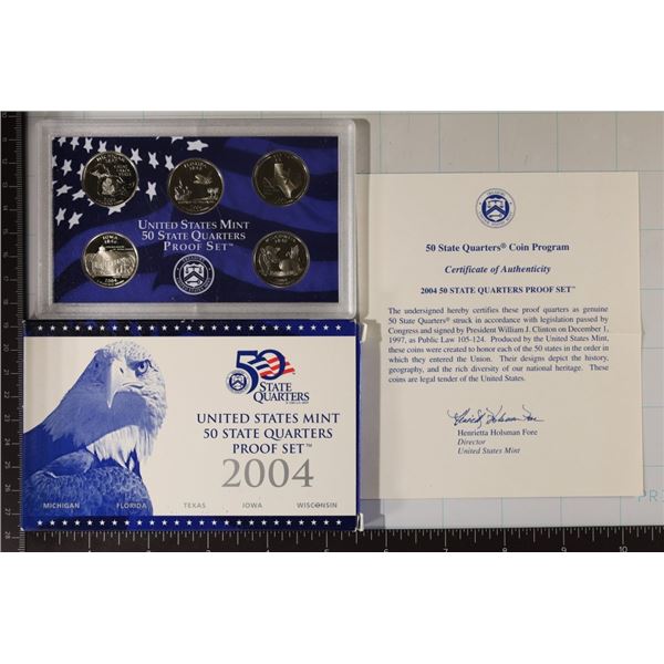 2004 US 50 STATE QUARTERS PROOF SET WITH PAPER