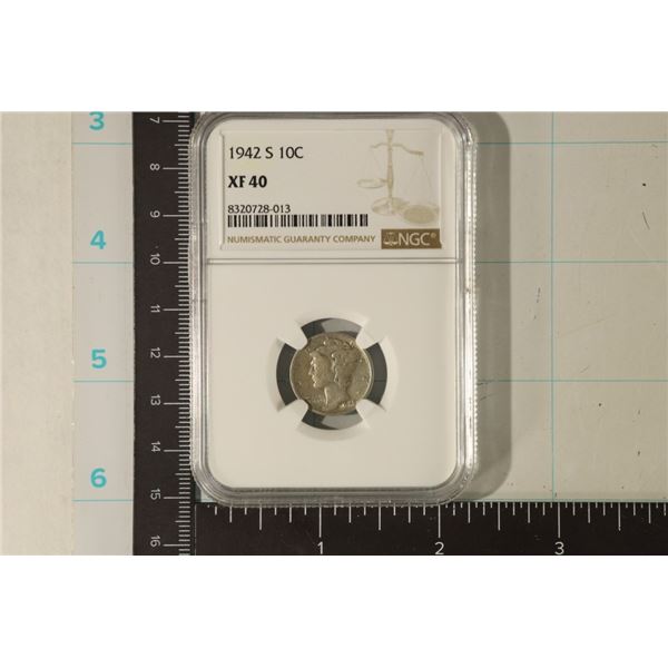 1942-S SILVER MERCURY DIME  NGC XF40