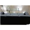 Image 10 : Black 3-Seat Sofa 83" x 20" x 34"H w/ 2 Clear Tables, Misc Sizes